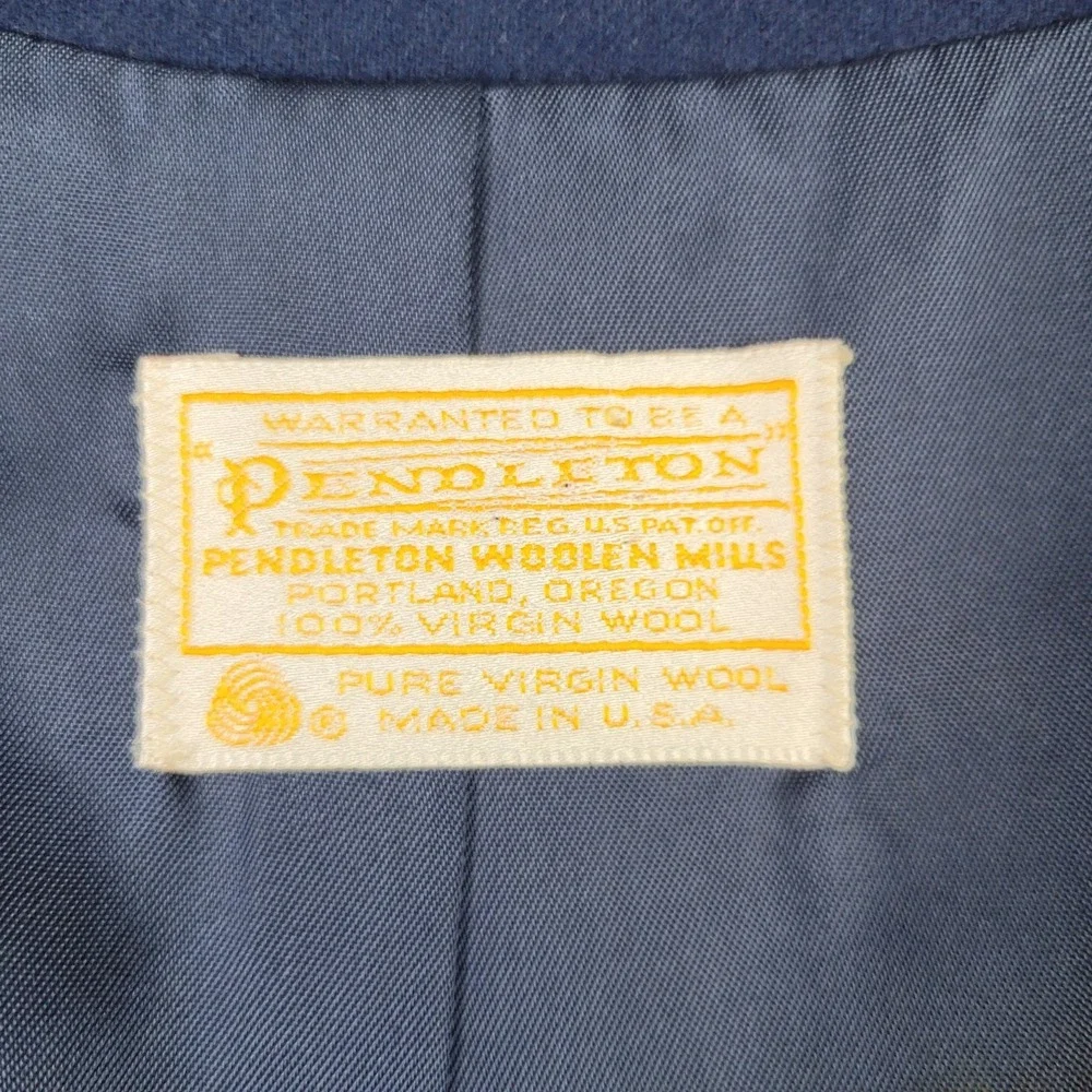 Vintage Pendleton 100% Wool Blazer Womens 14‎ Blue Double Breasted Made in USA - Picture 2 of 12